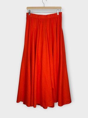 Universal Thread Midi Skirt MEDIUM Orange Elastic Waist